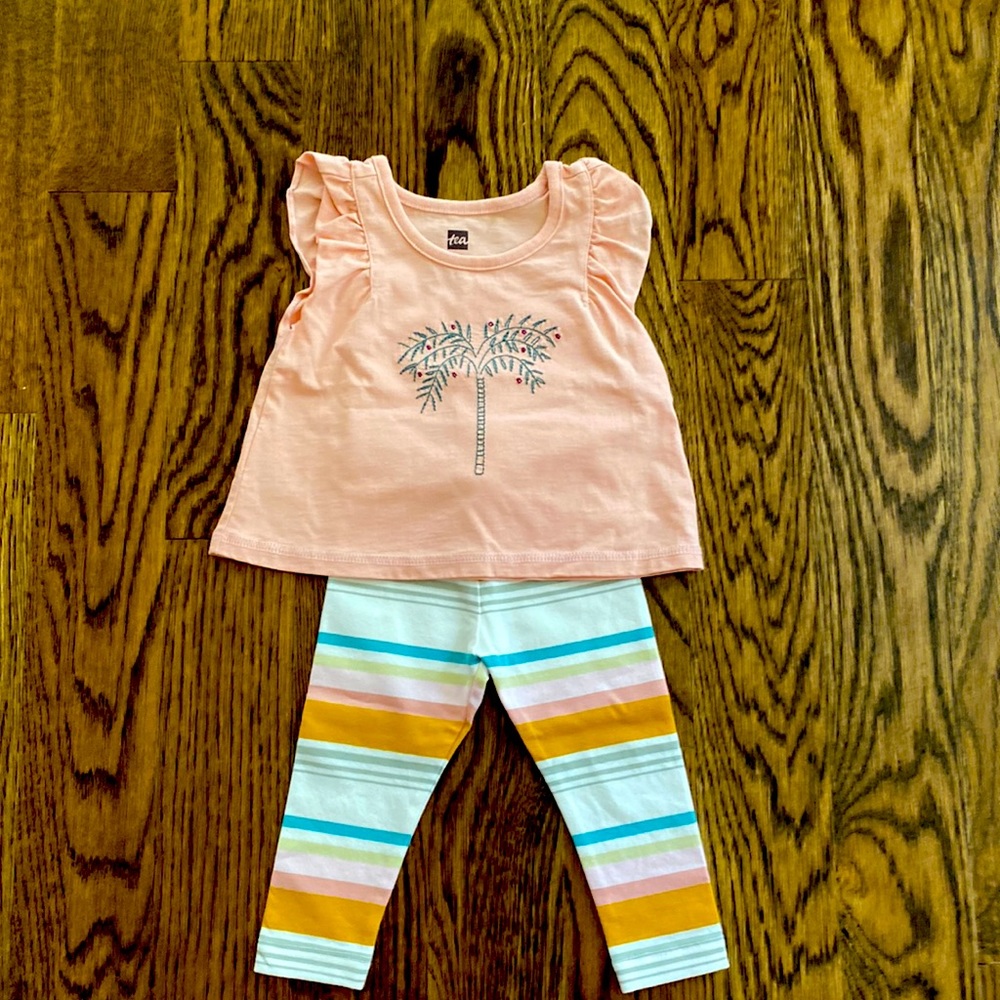 Tea Collection 6-9 mth T-shirt & Leggings Excellent Condition